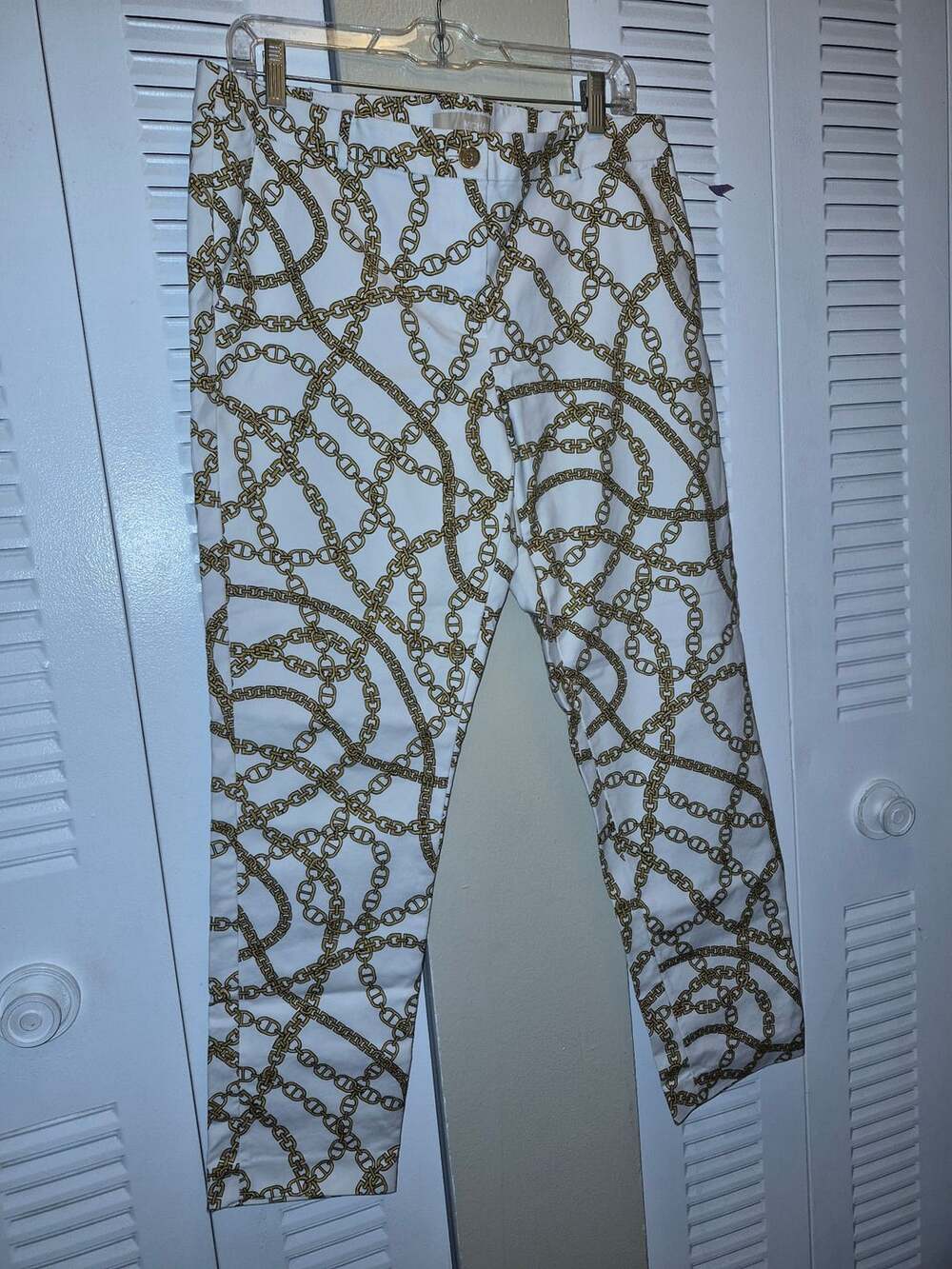 MICHAEL Michael Kors Women's White Gold Chain Link Print Trousers